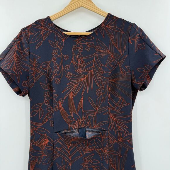 Aritzia Babaton‎ Navy and Red Printed Prosper Cut Out Dress Size 6 - Picture 7 of 12